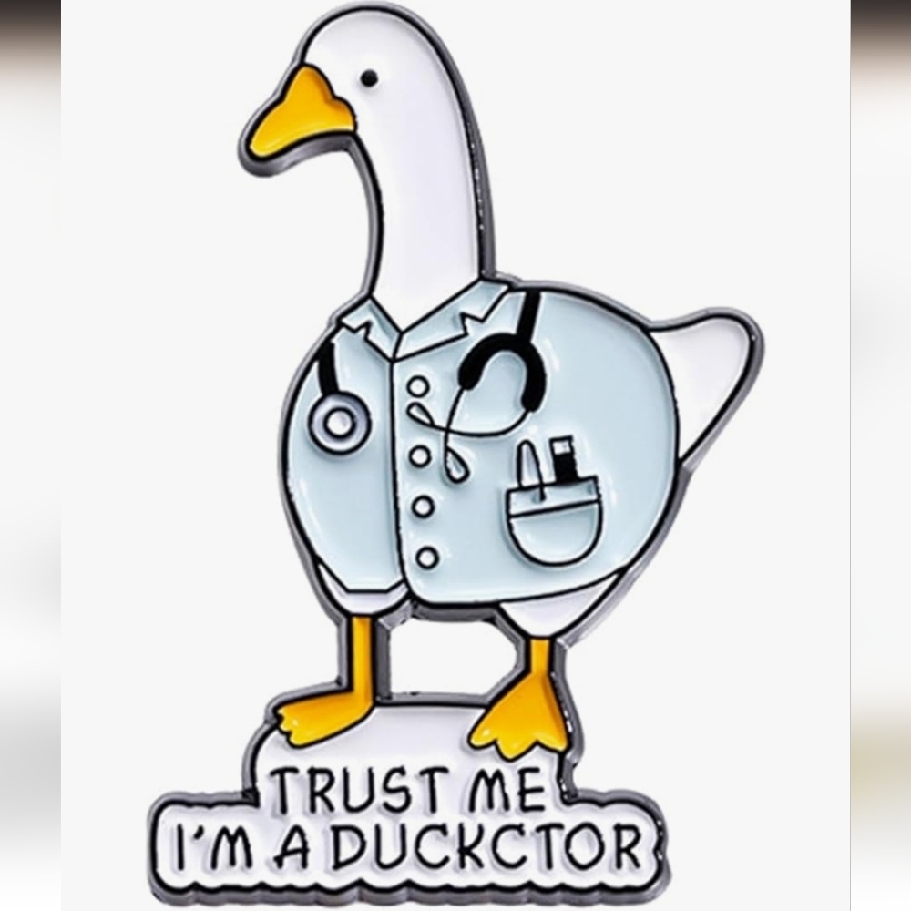 Ducktor Enamel Pin - White and Yellow